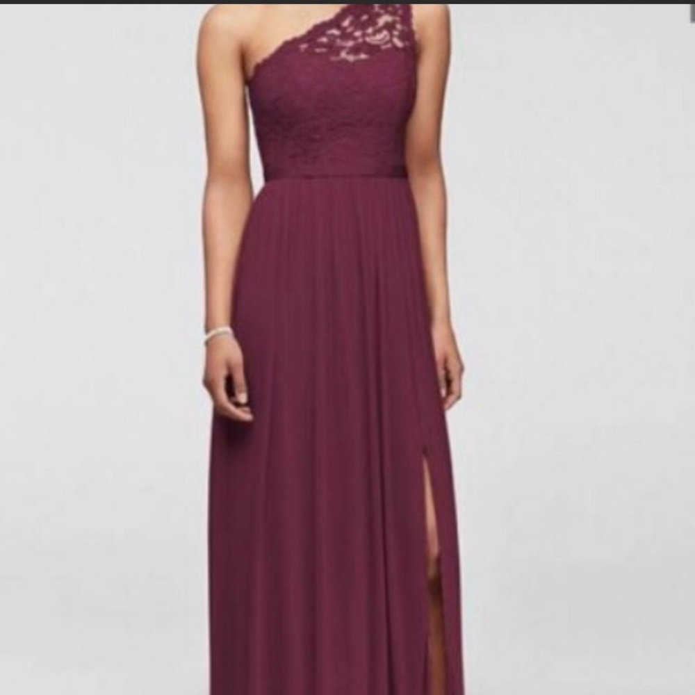 One Shoulder Lace Bridesmaid Dress
DAVID'S BRIDAL